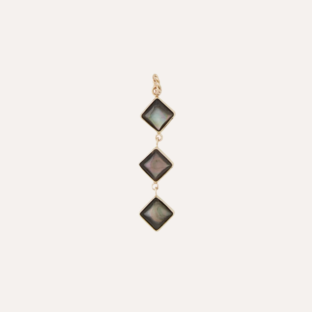 14K Black Mother of Pearl 3-Drop Charm