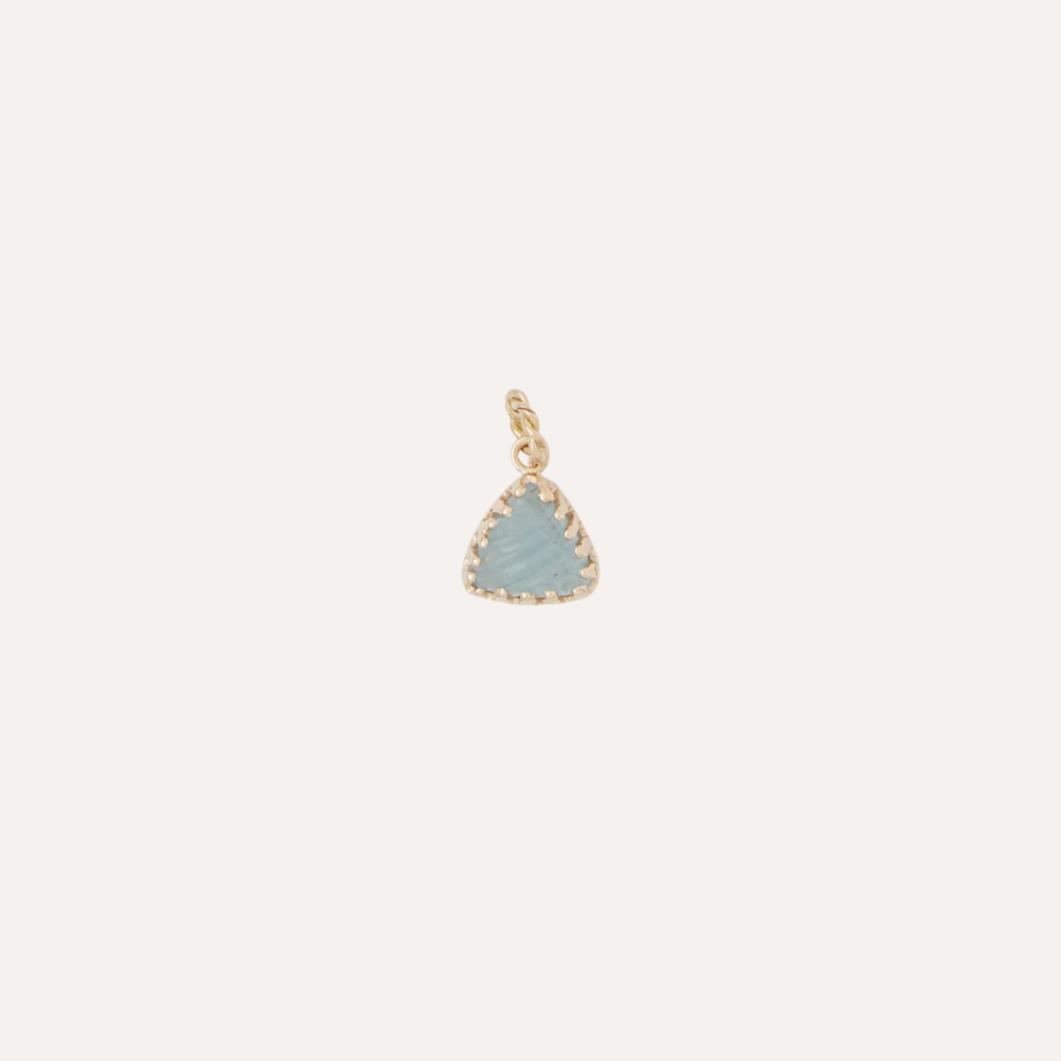 14K Aquamarine Carved Triangle Charm