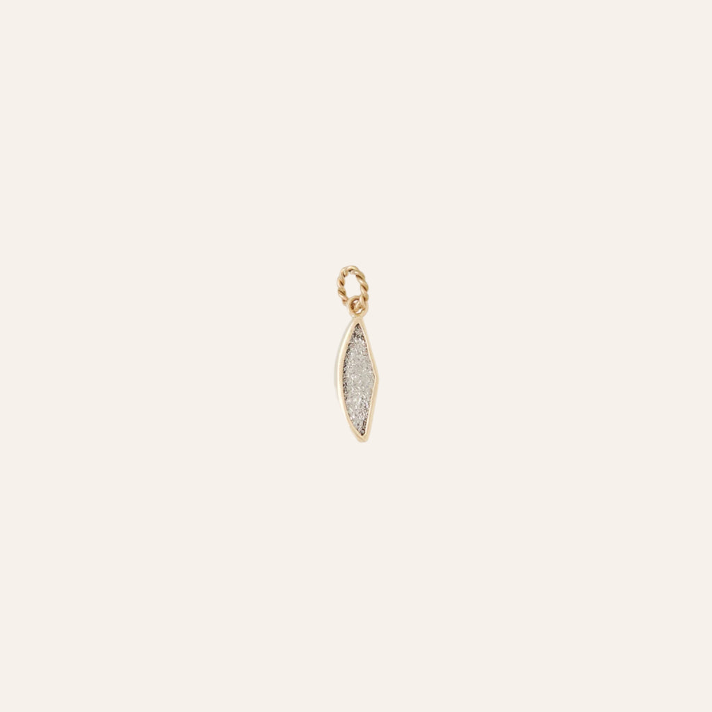 14K Platinum Druzy Small Wing Charm
