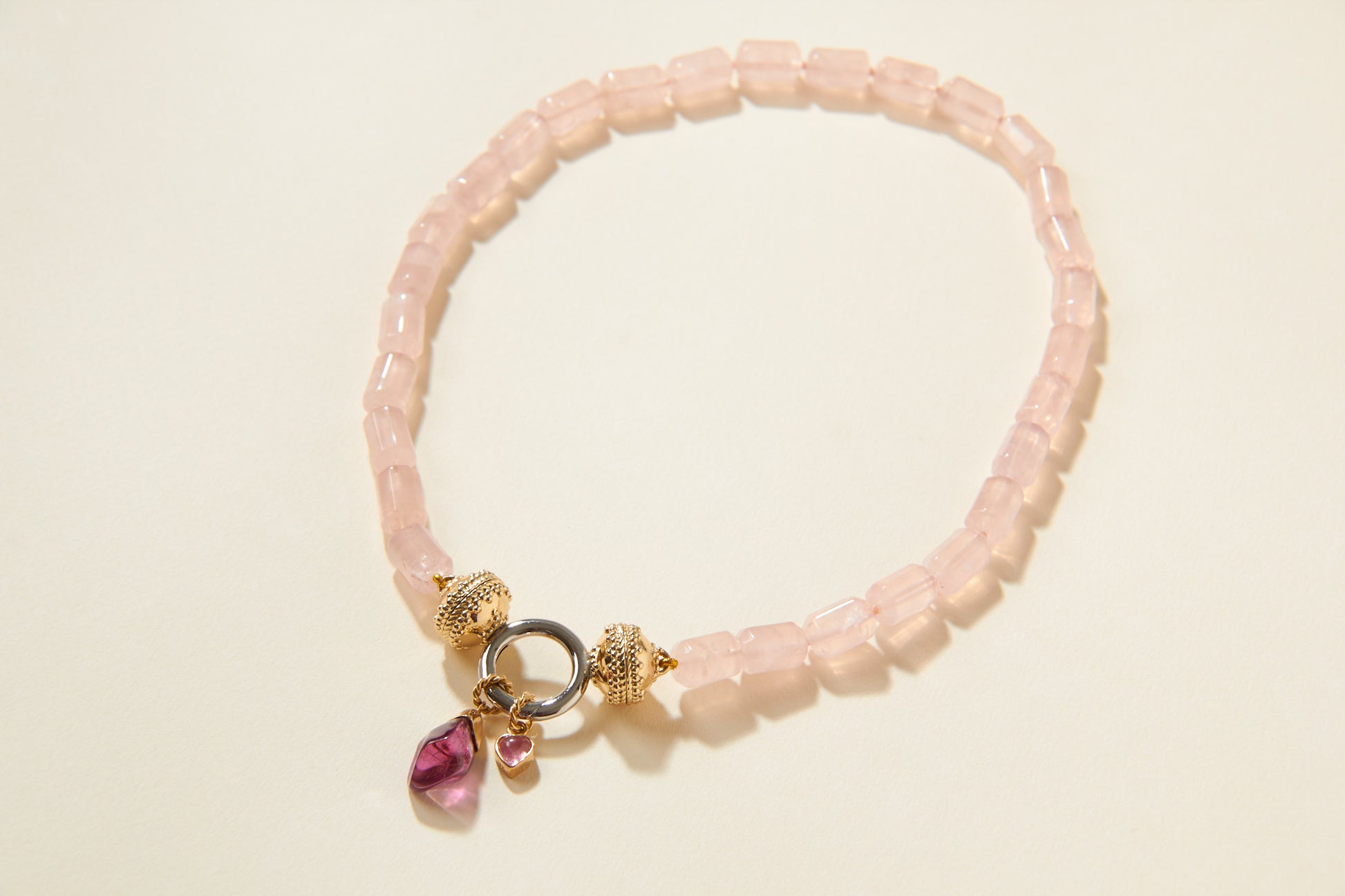 Rose Quartz Barrel Necklace