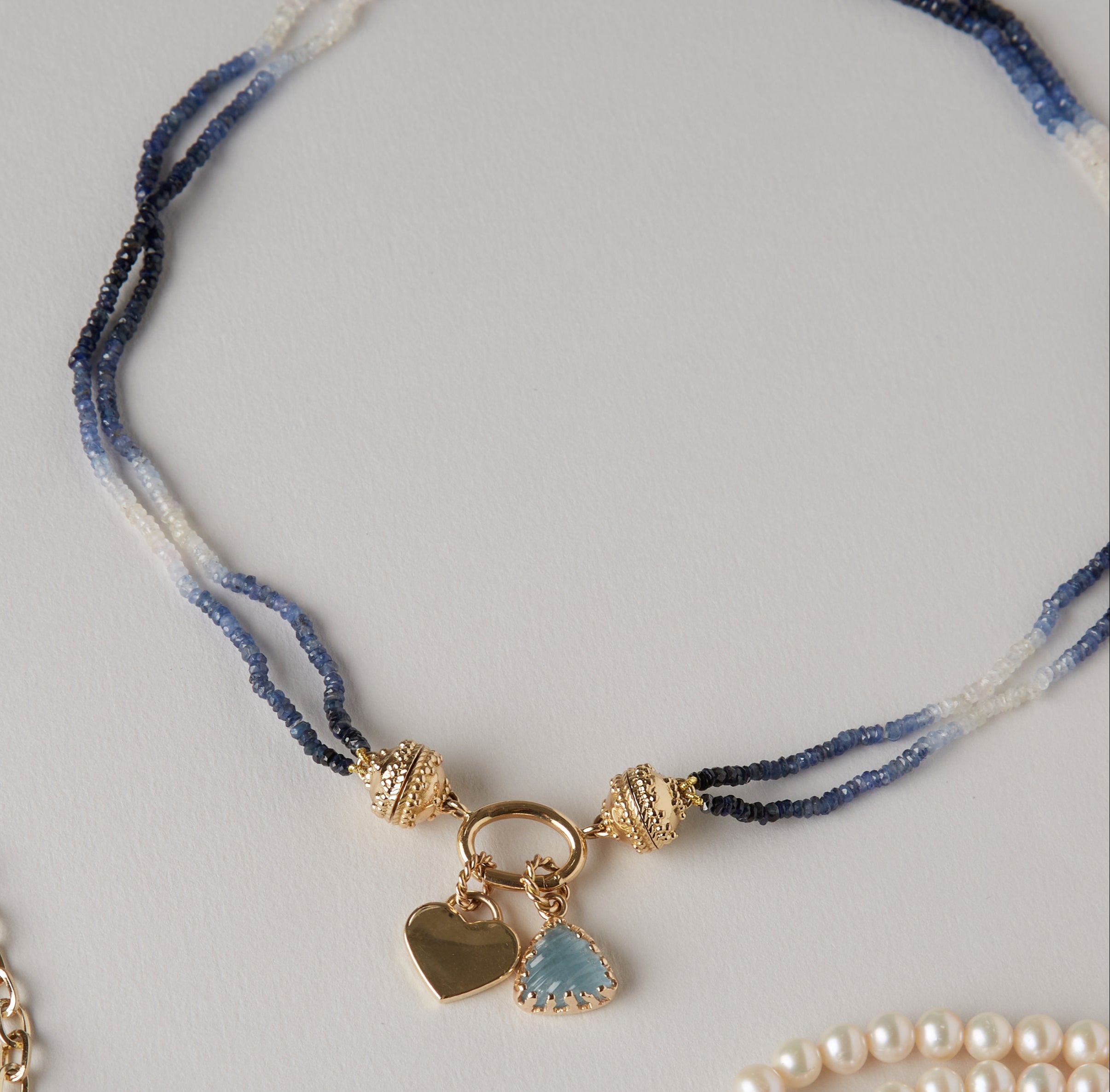 Michel 2.5mm Ombre Blue Sapphire Double-Strand Mini Necklace