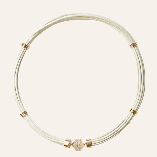 Aspen Leather White Pearl Necklace – Clara Williams