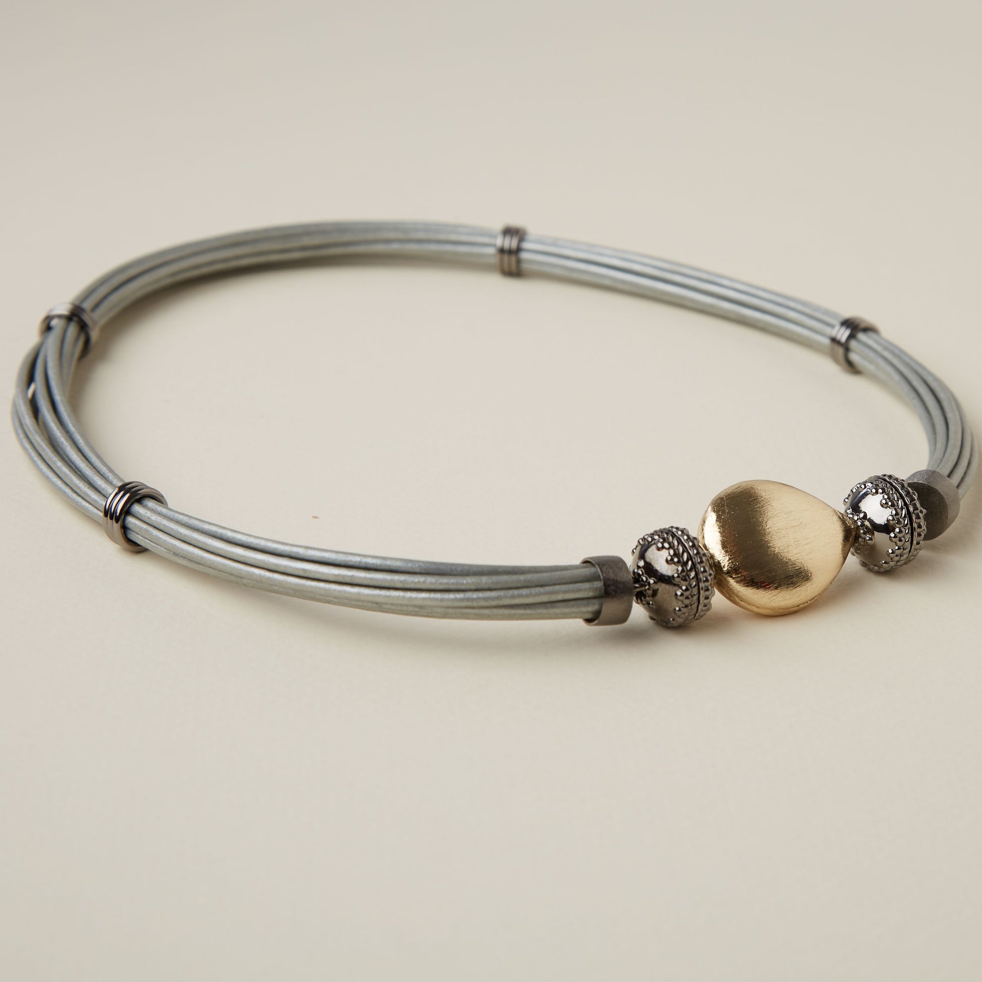 Aspen Leather Platinum Gunmetal Necklace