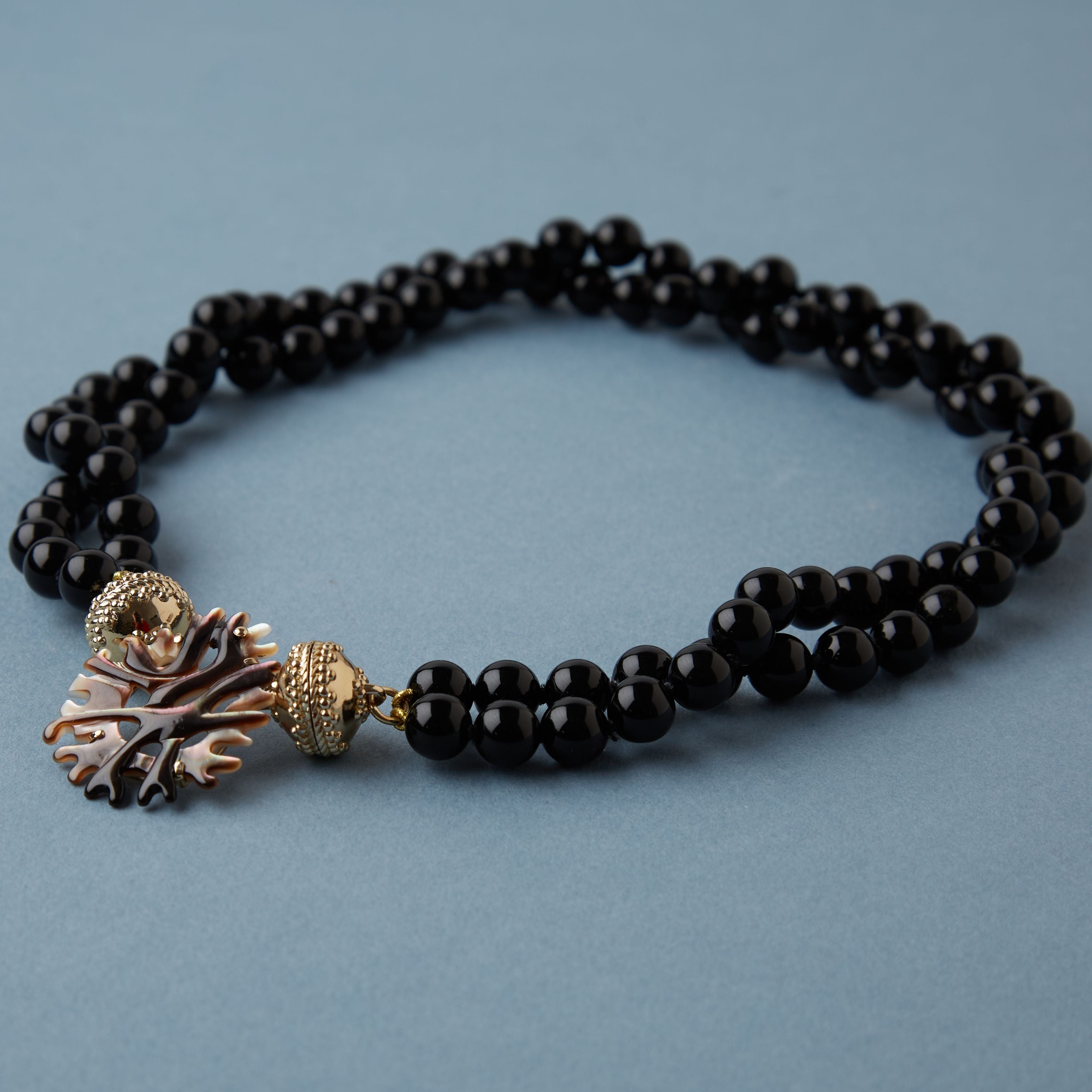 Victoire 8mm Black Obsidian Double-Strand Necklace