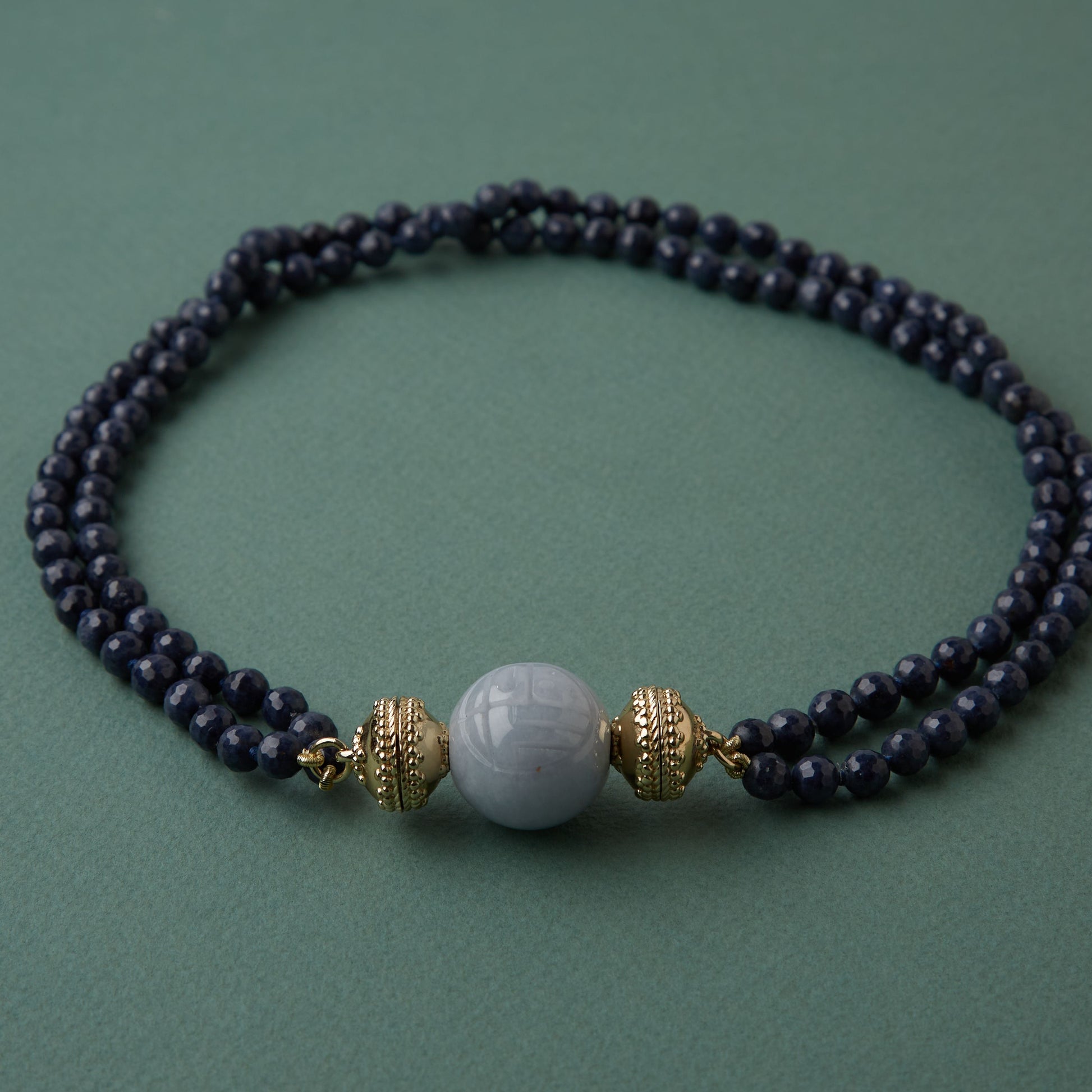 Nancy Sapphire Round Faceted Double Strand Necklace
