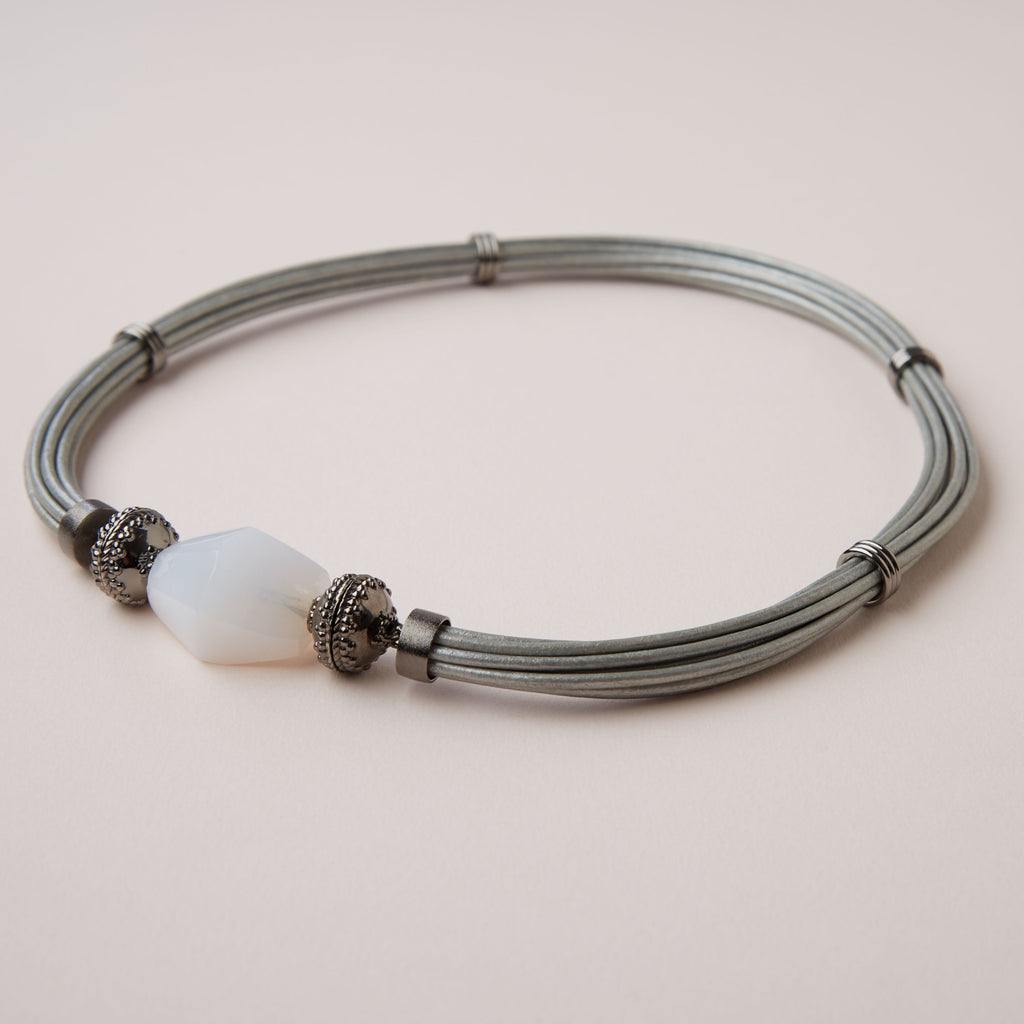 Aspen Leather Platinum Gunmetal Necklace