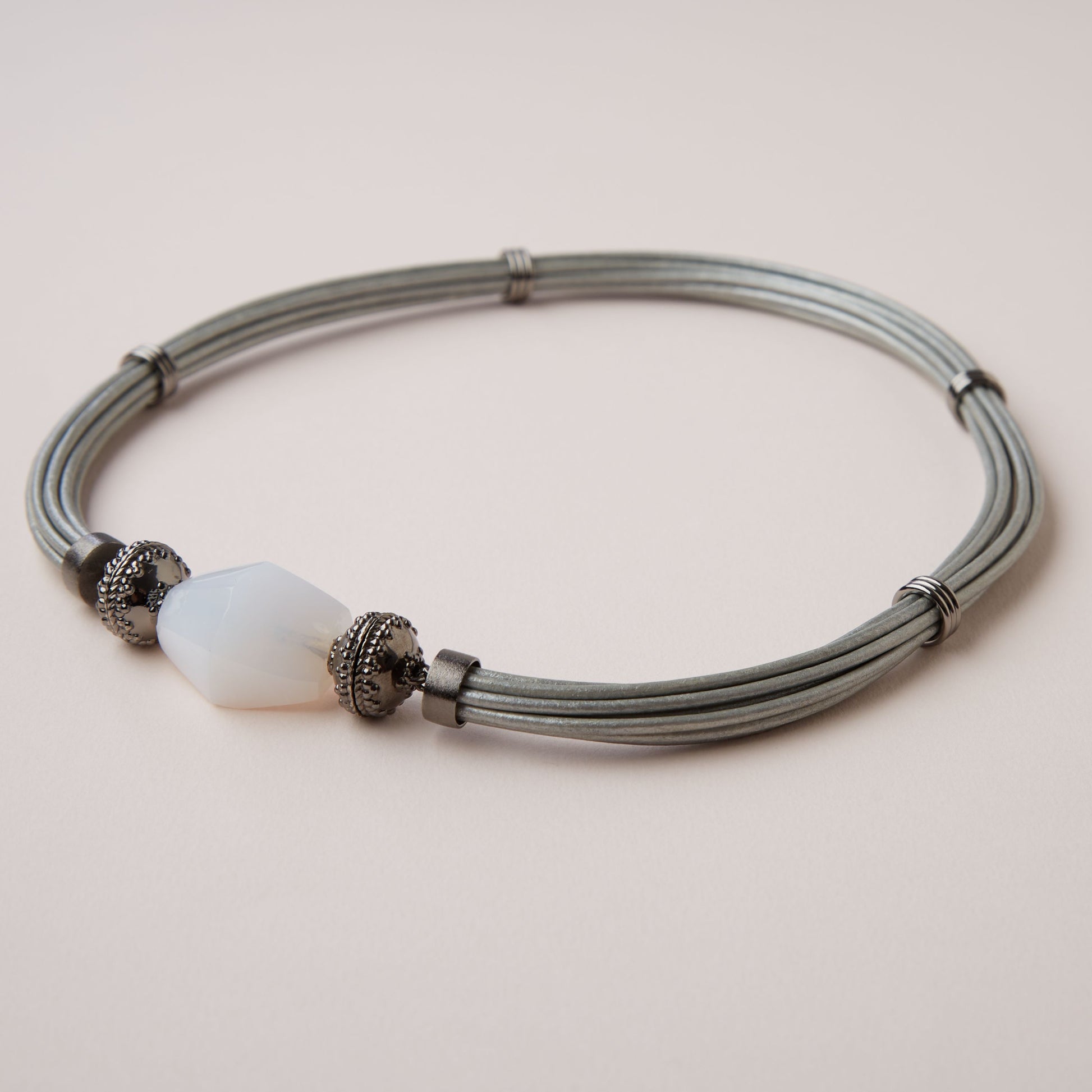 Aspen Leather Platinum Gunmetal Necklace