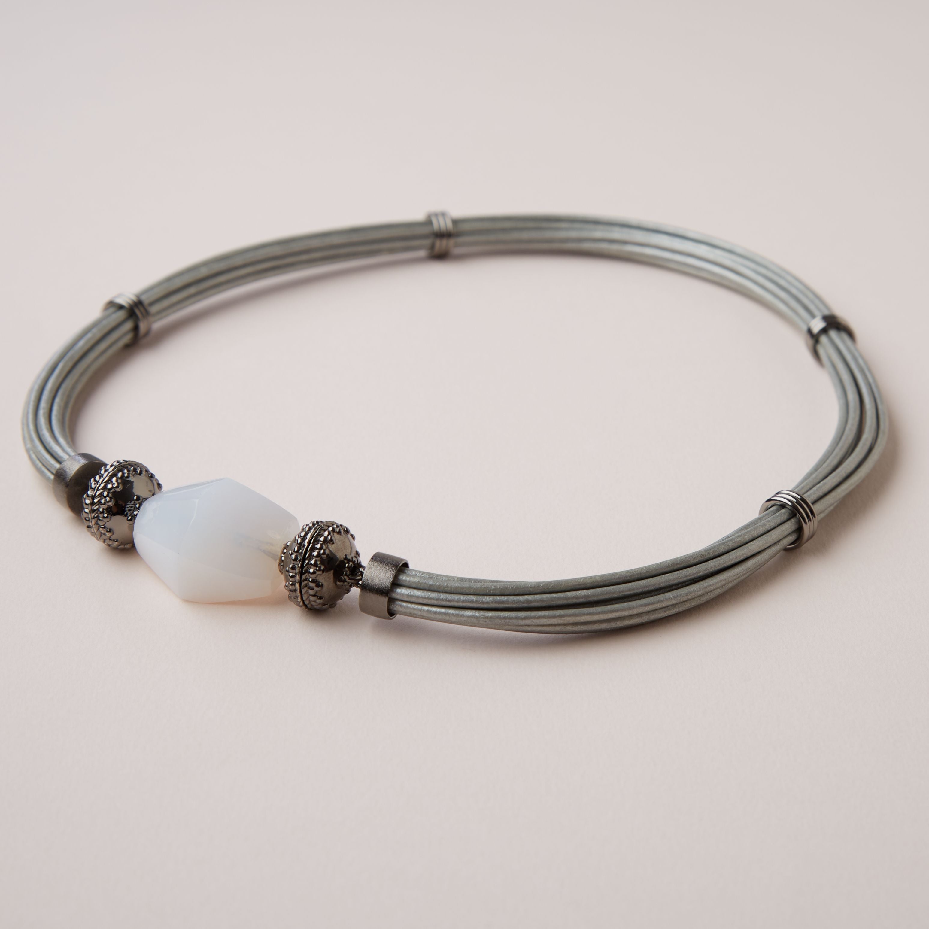 Aspen Leather Platinum Gunmetal Necklace