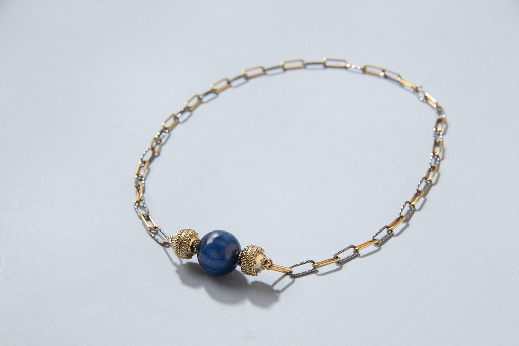 18K Gold Fill Link Chain w/ Rhuthinium Mini Necklace