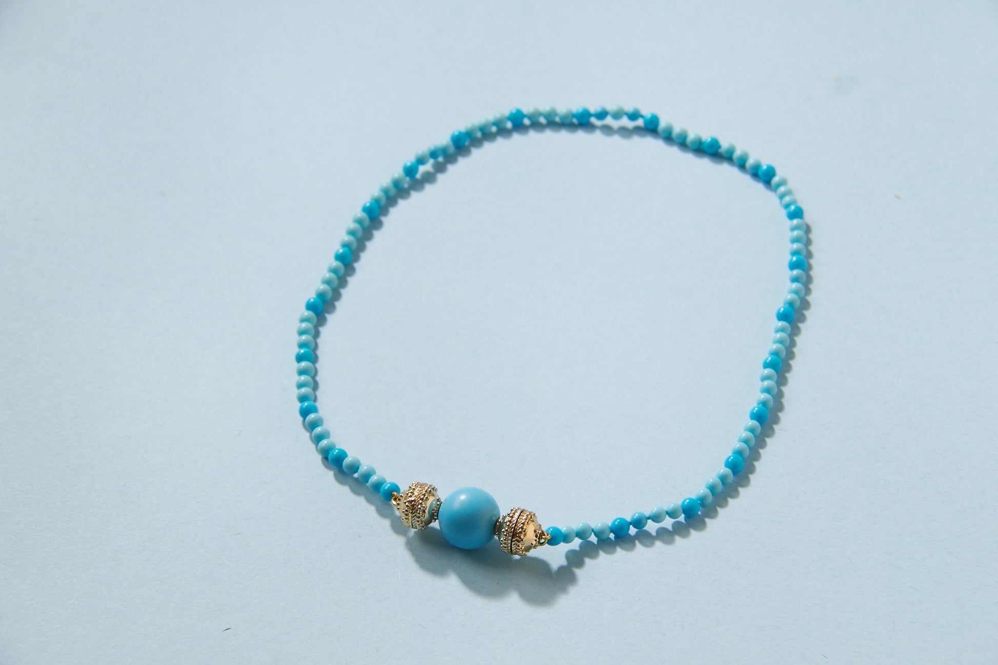 Victoire Sleeping Beauty and Reconstituted Turquoise Round Beaded Mini Necklace