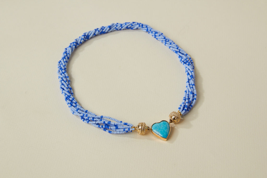 Blue Glass Multi-Strand Mini Necklace
