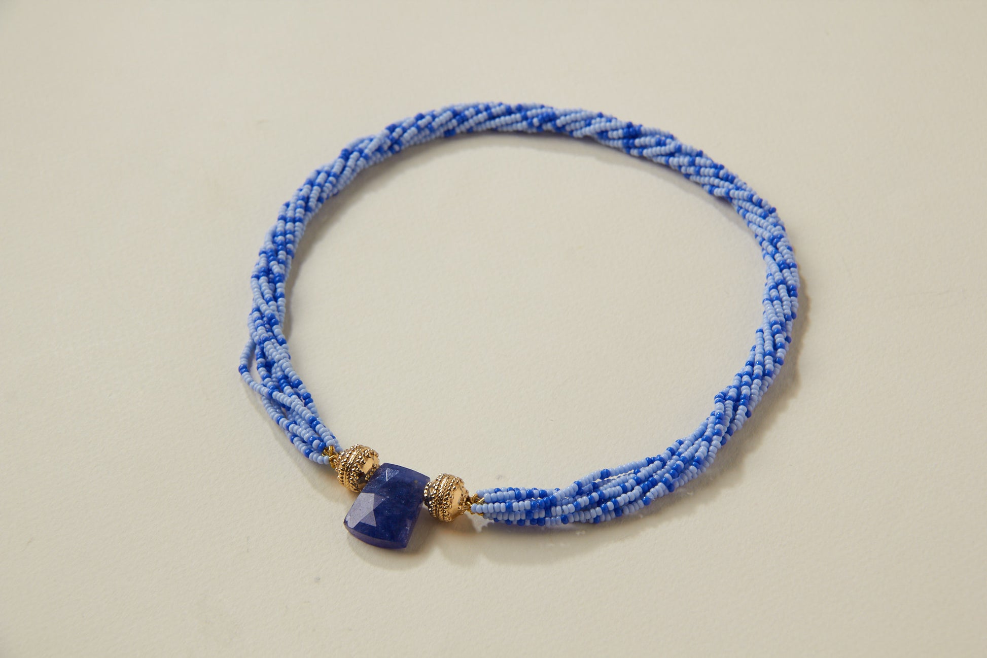 Blue Glass Multi-Strand Mini Necklace