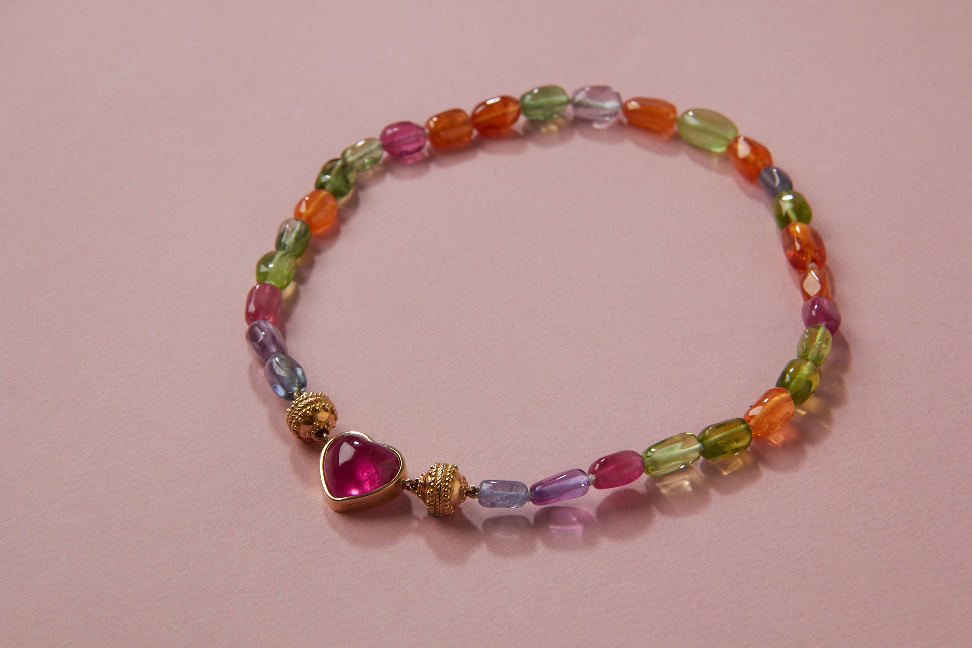 18K YG Pink Tourmaline Heart Mini Centerpiece