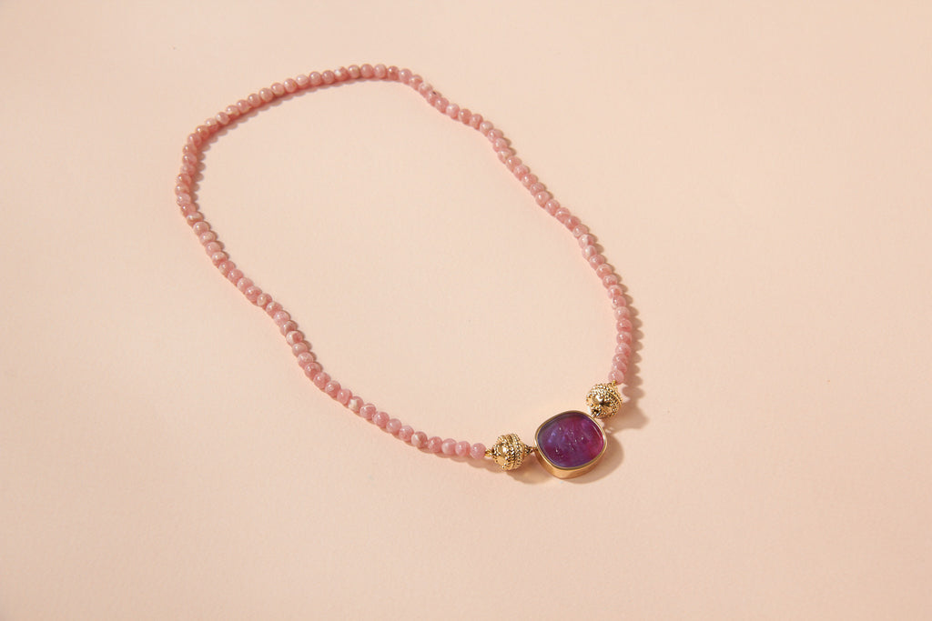 Victoire 4mm Rhodochrosite Mini Necklace