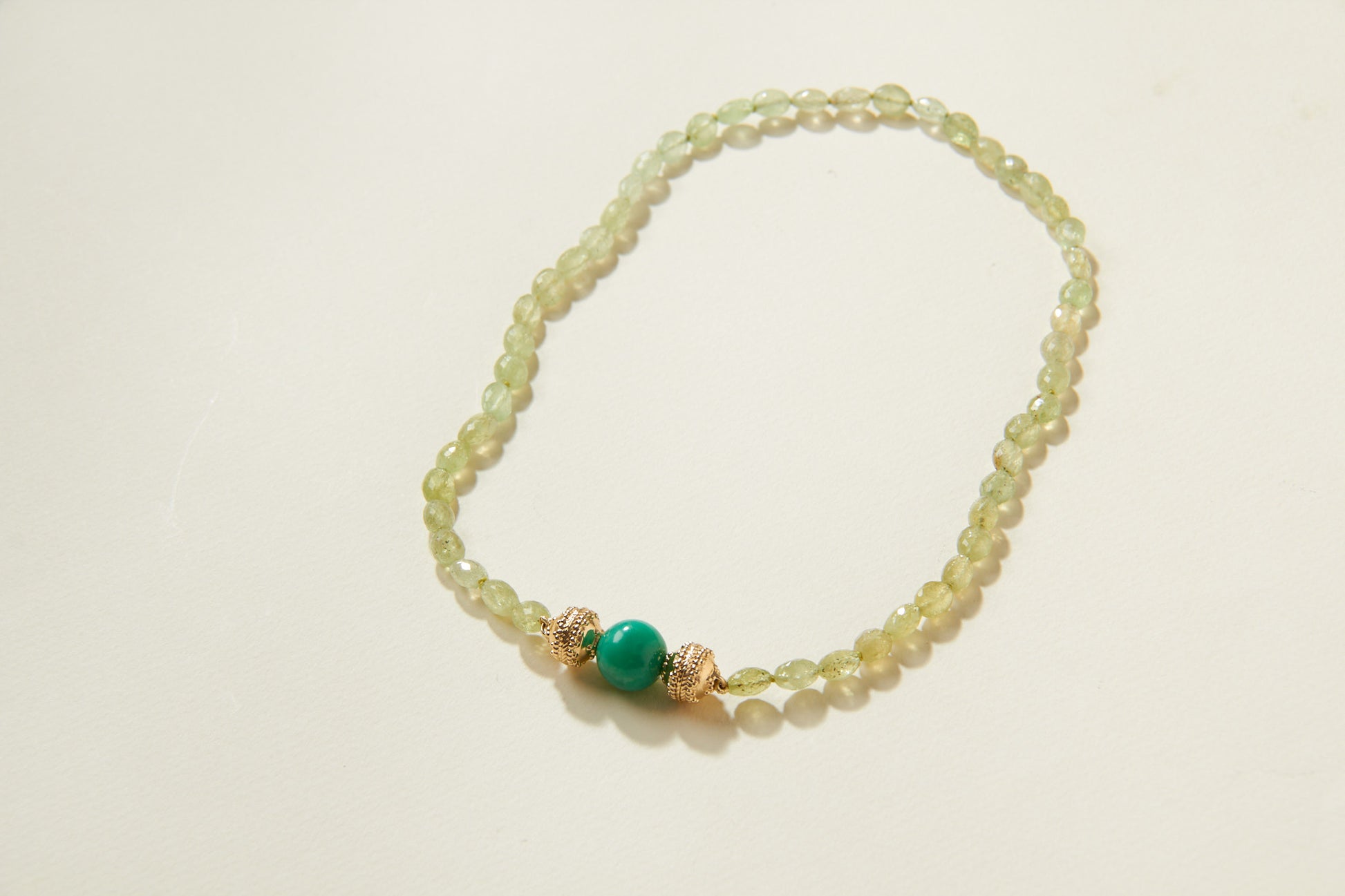 Green Garnet Faceted Oval Mini Necklace