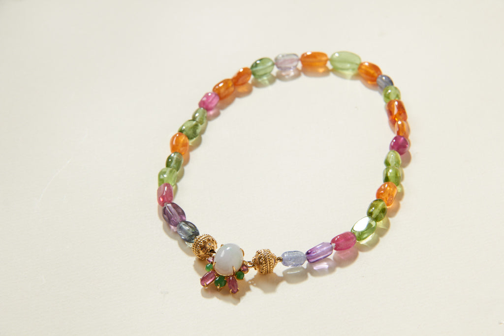 18K Jade and Tourmaline Mini Centerpiece