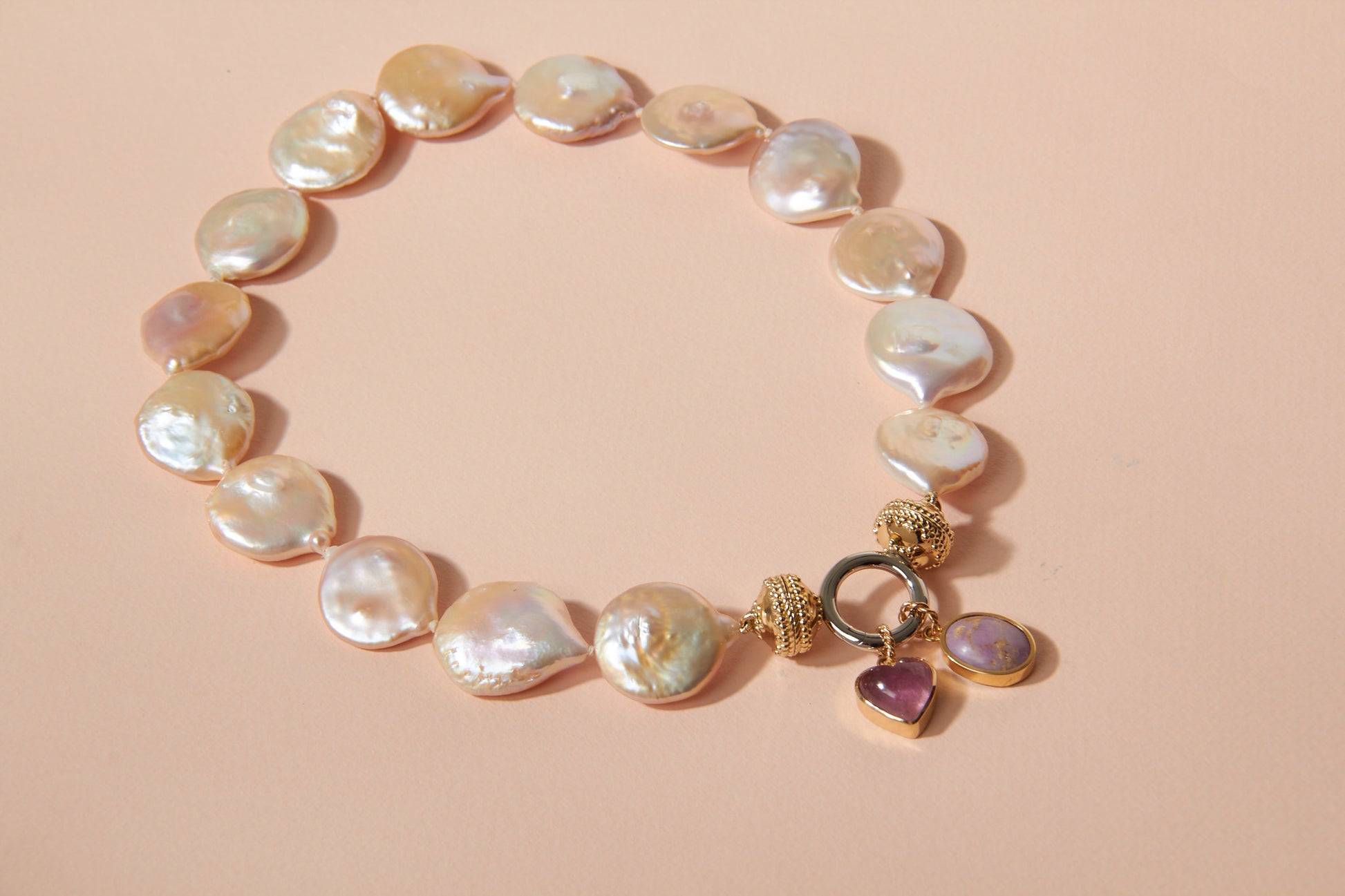 Pink 22-24mm Freshwater Coin Pearl Necklace