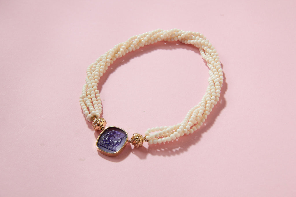 Victoire 4mm Cream Agate Multi-Strand Necklace