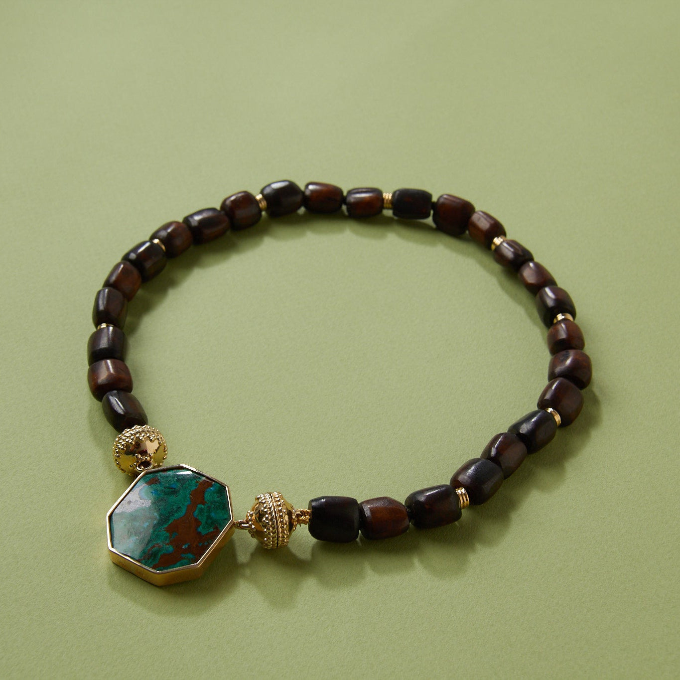 Chrysocolla-Malachite Hexagon Centerpiece