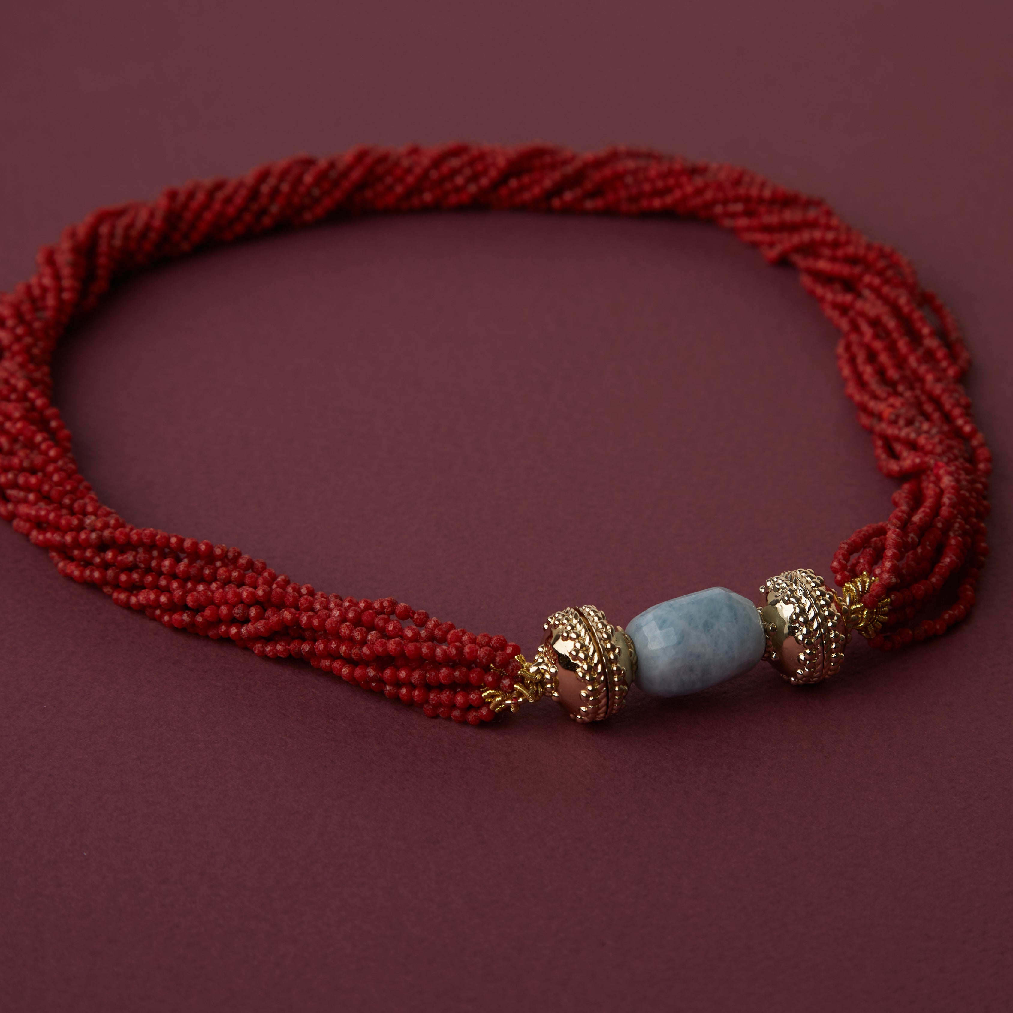 Michel 2.5mm Red Coral Multi-Strand Beaded Necklace