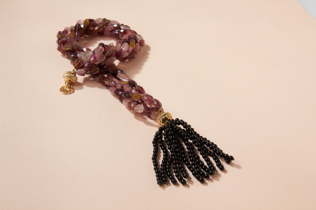 Dark Pink Multi-Color Tourmaline Multi-Strand Necklace