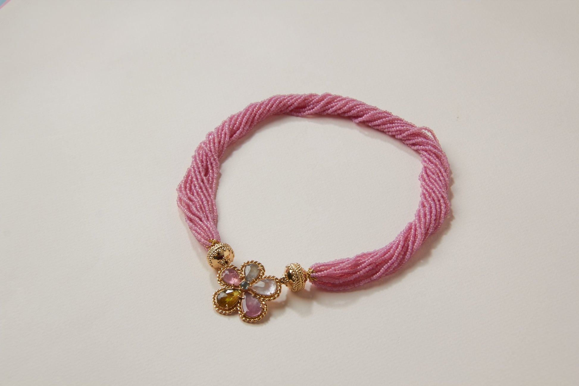 Pink Ivory Coast Glass Multi-Strand Necklace