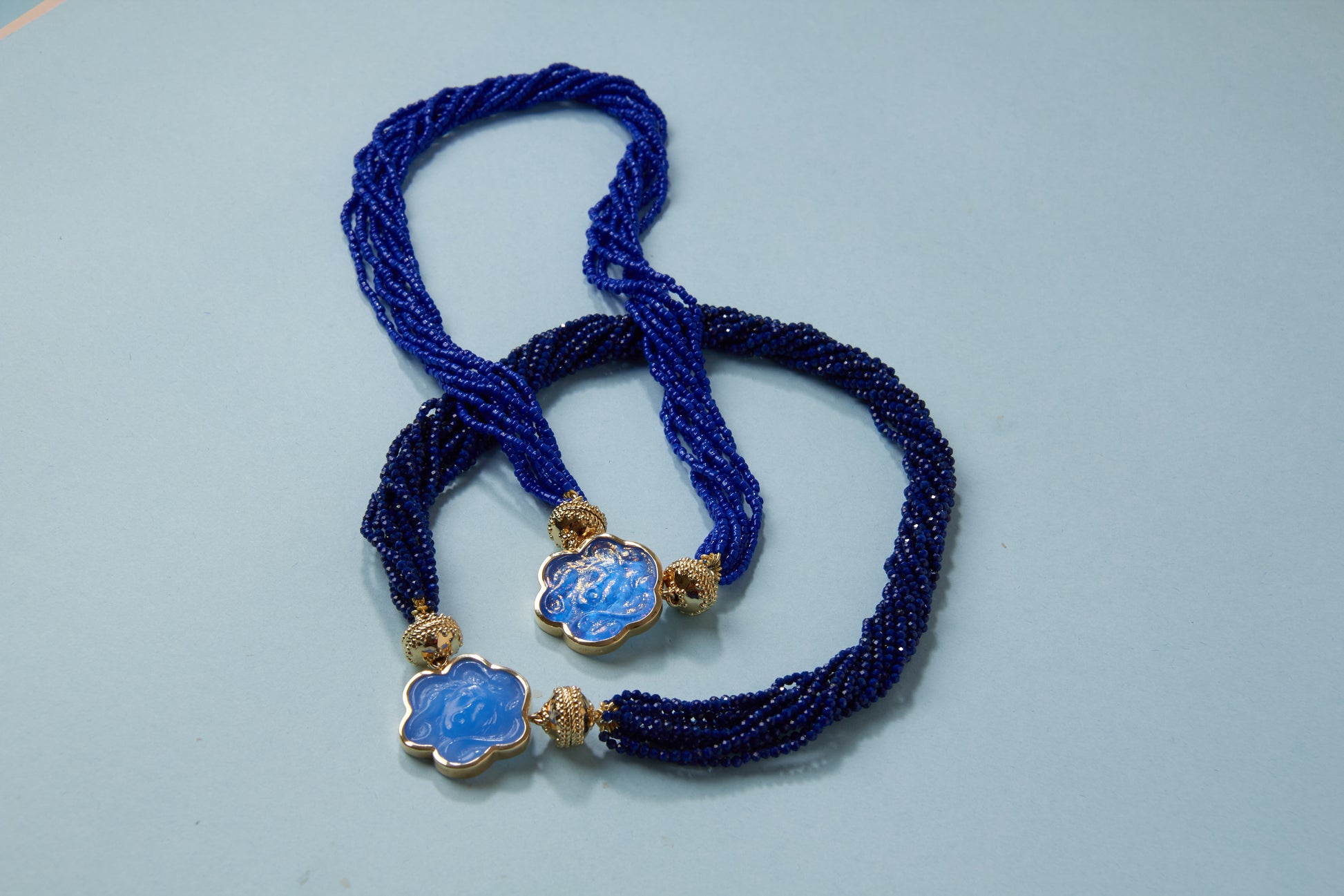 Michel Multi-Strand Blue Lapis Faceted Bead Necklace
