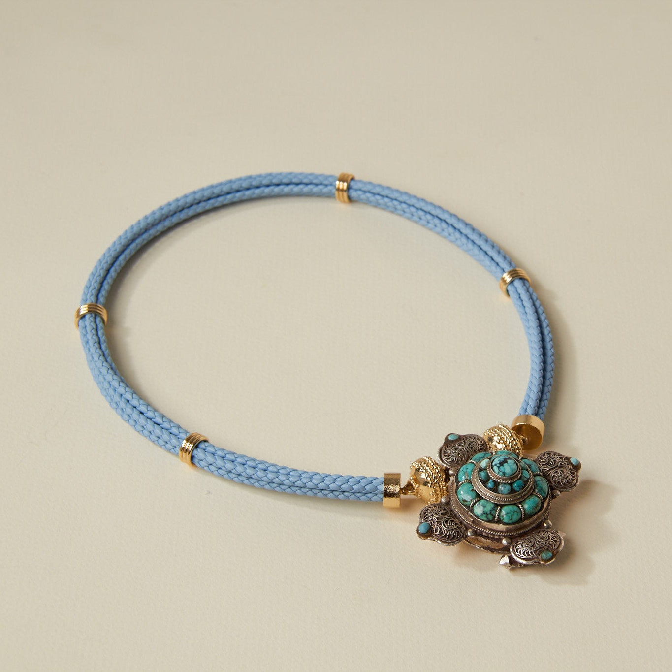 Aspen Braided Wedgewood Blue Leather Necklace