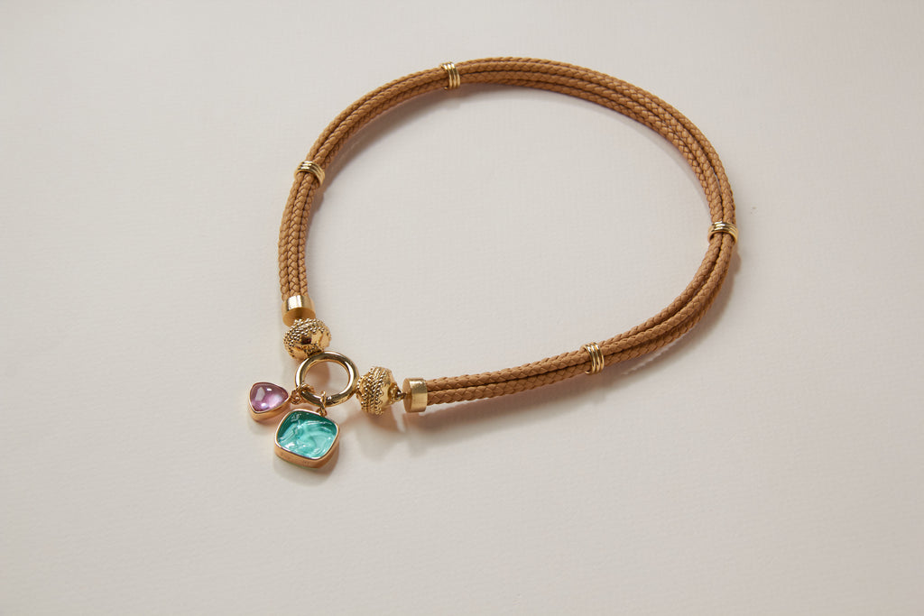 Aspen Braided Hazelnut Leather Necklace