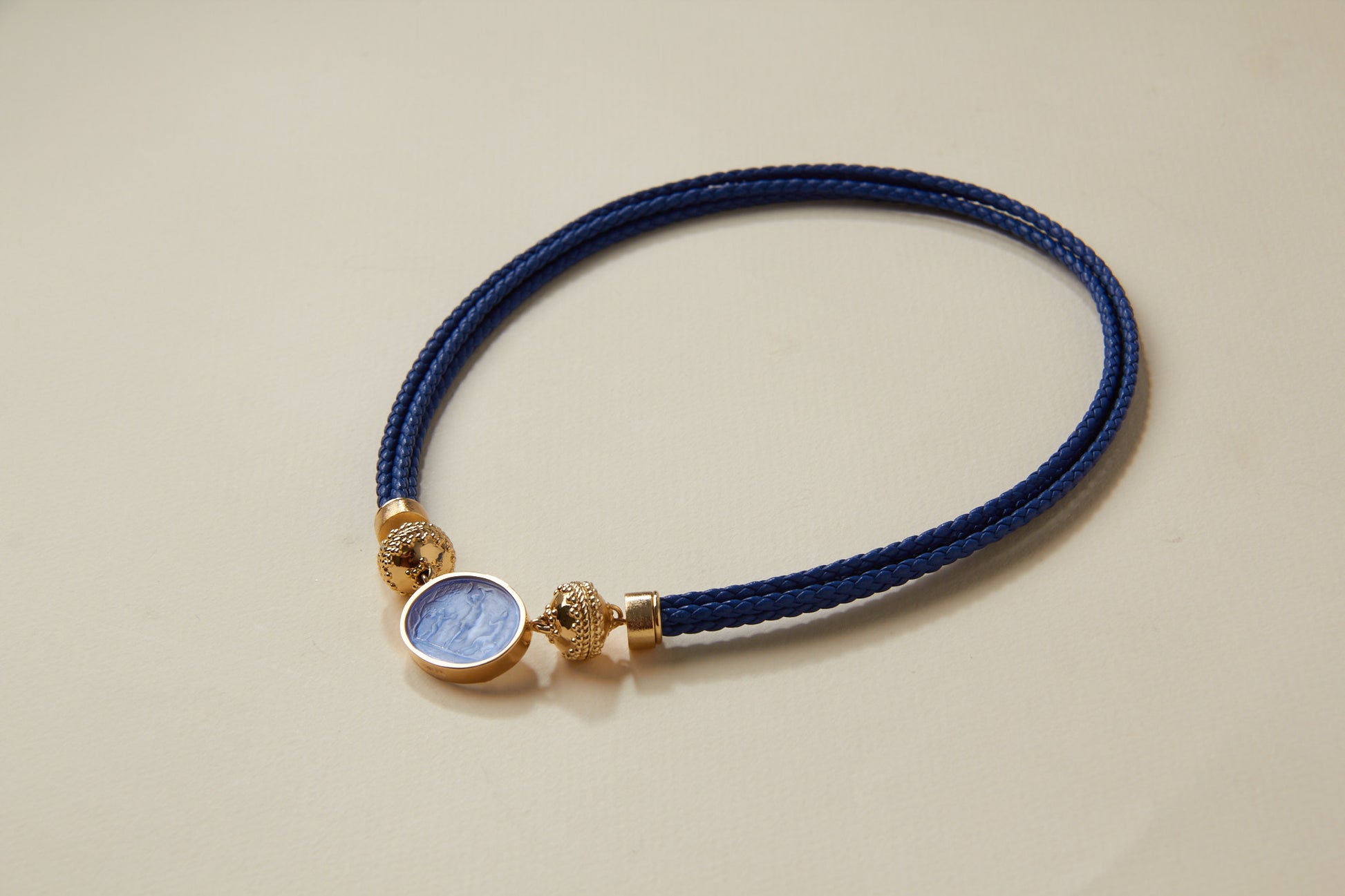 Wellington Braided Azure Leather Necklace