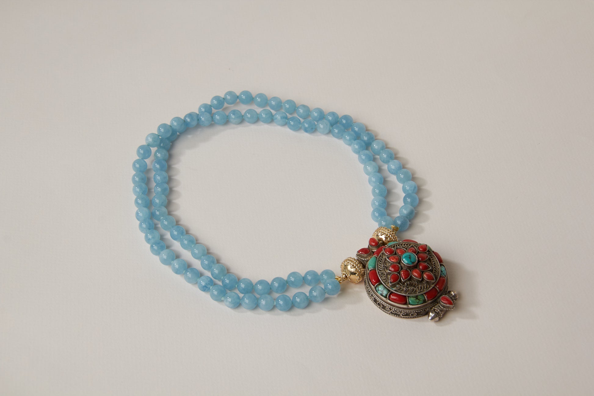 Victoire Deep Aquamarine 8mm Double Strand Necklace