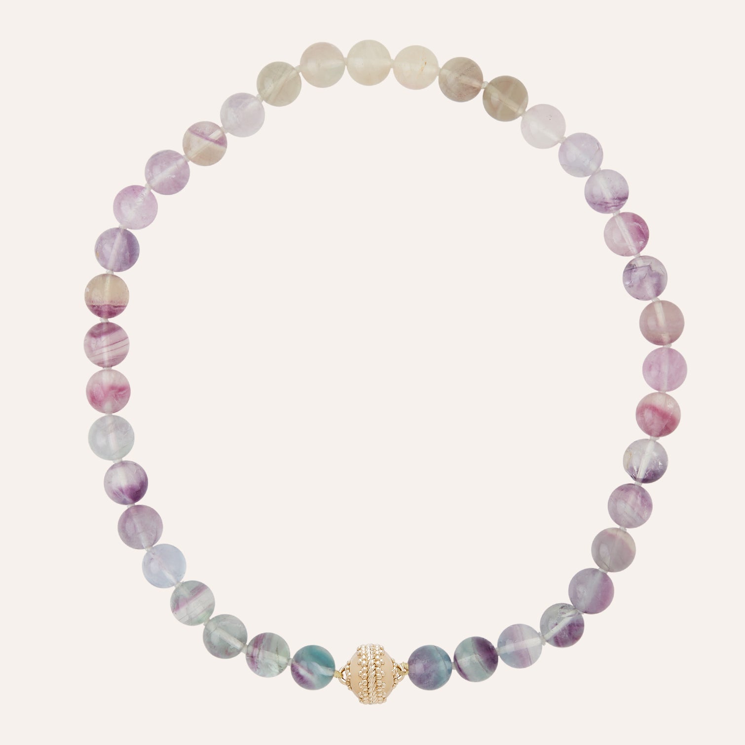 Victoire 10mm Purple Green Fluorite Necklace