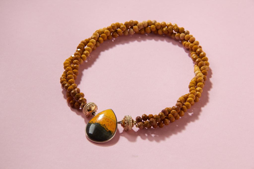 Mustard Mookaite Jasper Multi-Strand Necklace