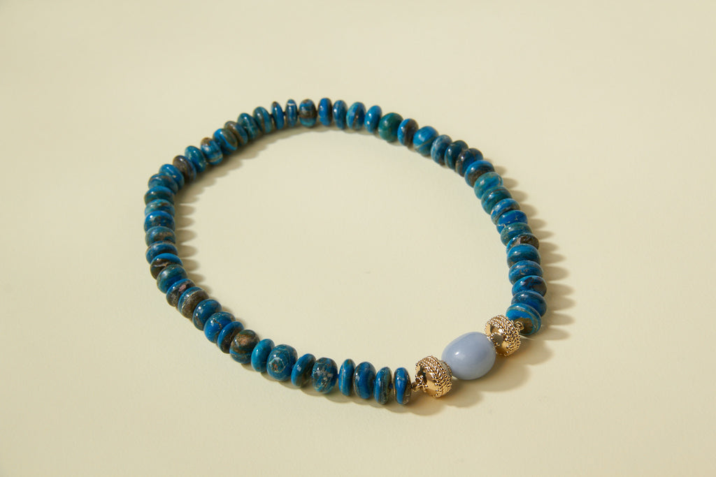 Blue Opaline 10-12mm Rondelle Necklace