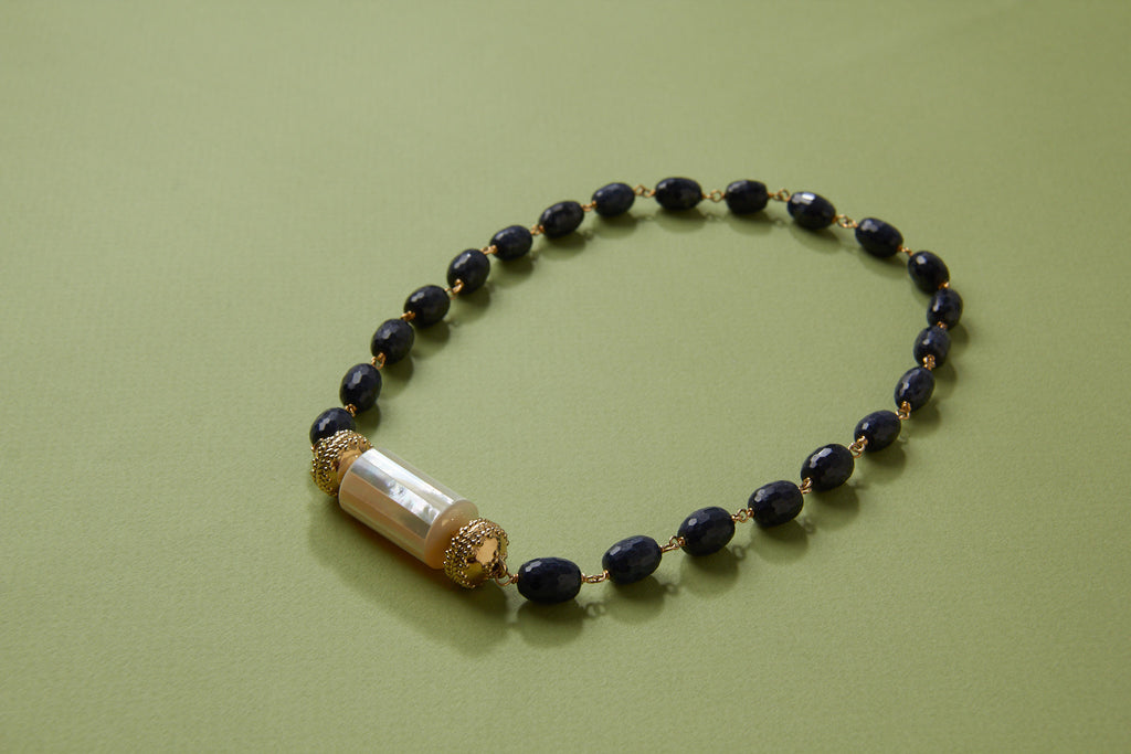 Caspian Faceted Oval Sapphire Necklace 16.5"
