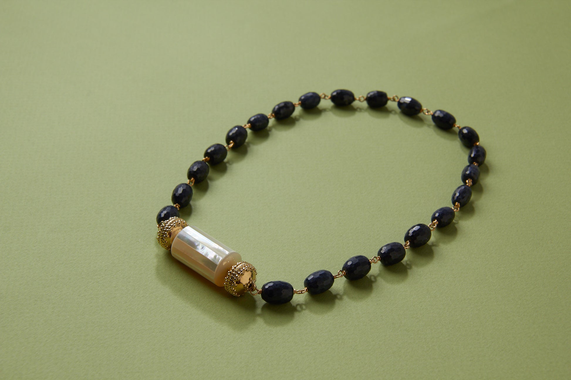 Caspian Faceted Oval Sapphire Necklace 16.5"
