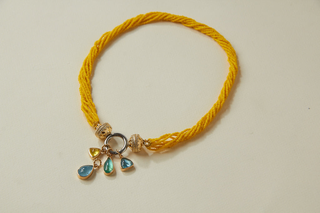 Ivory Coast Glass Multistrand Yellow Glass Necklace