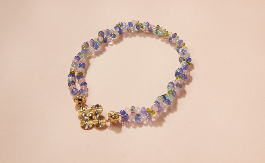 Double-Strand Mixed Stone Rondelle Necklace