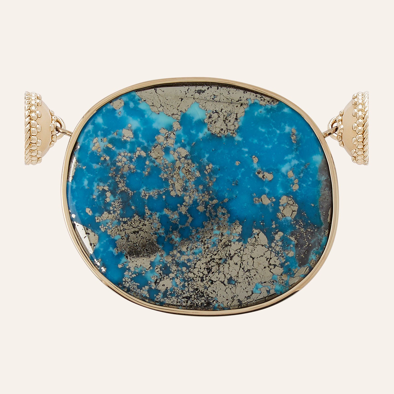 Extra Large Turquoise & Pyrite Round Centerpiece