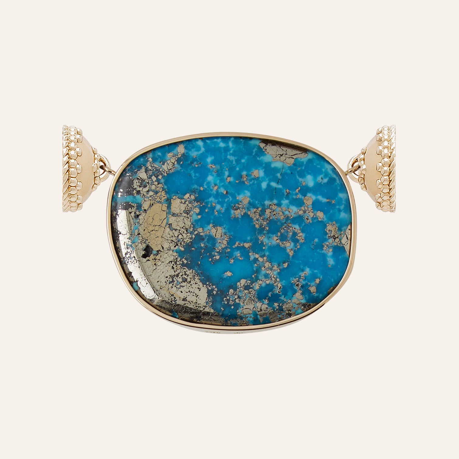 Medium Turquoise & Pyrite Round Centerpiece