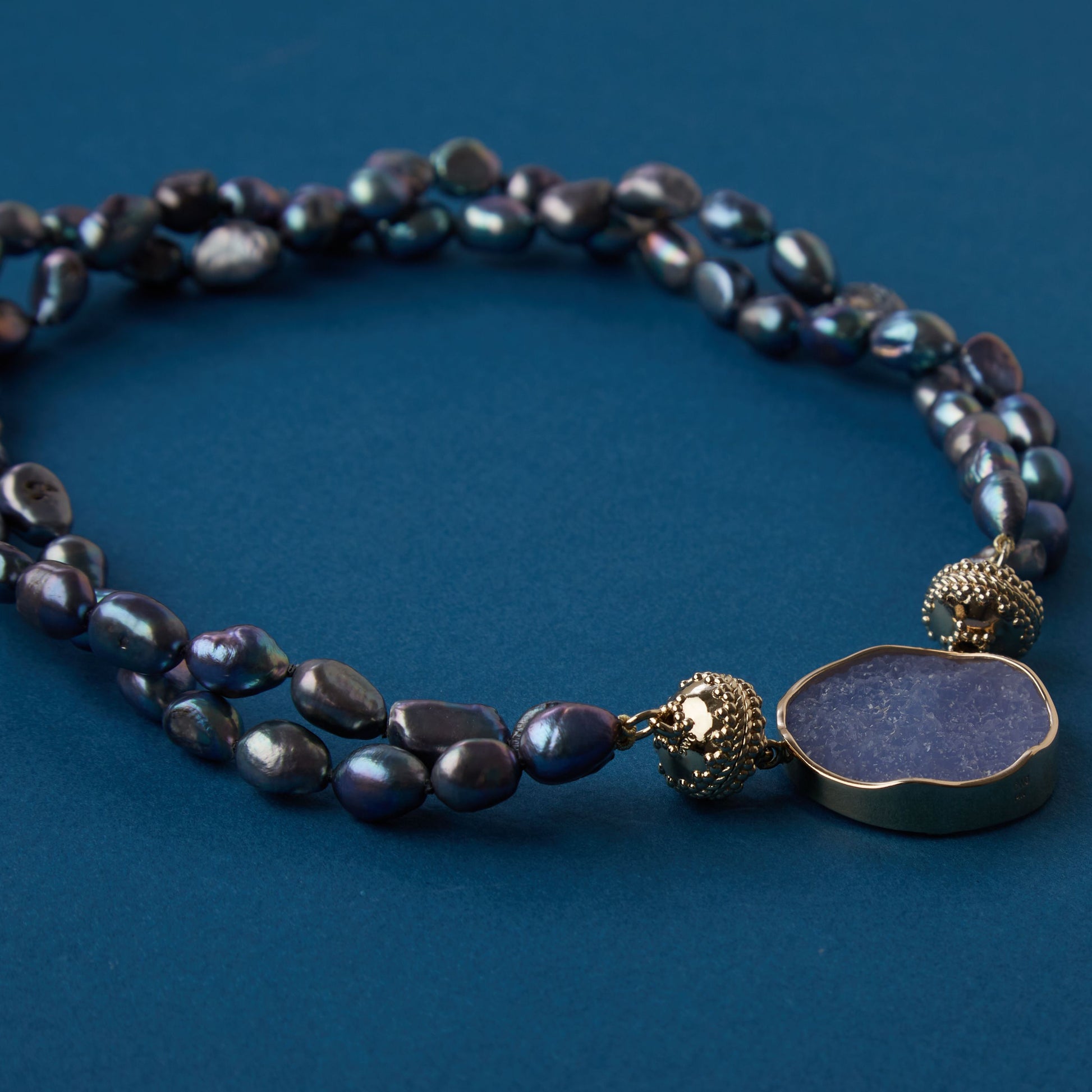 Freshwater Irregular Peacock Pearl Double-Strand Necklace