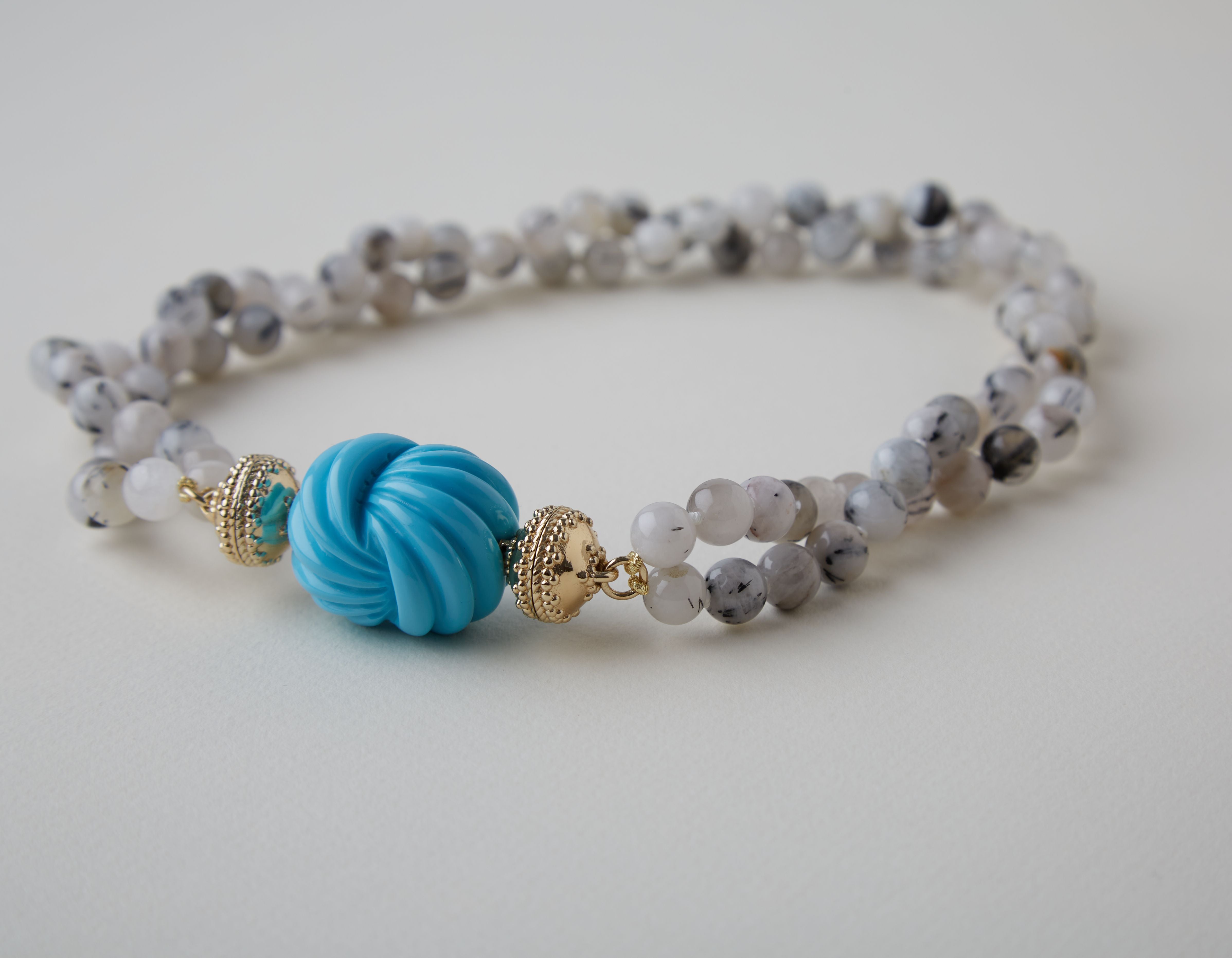 Victoire 8mm Tourmalinated Quartz Necklace