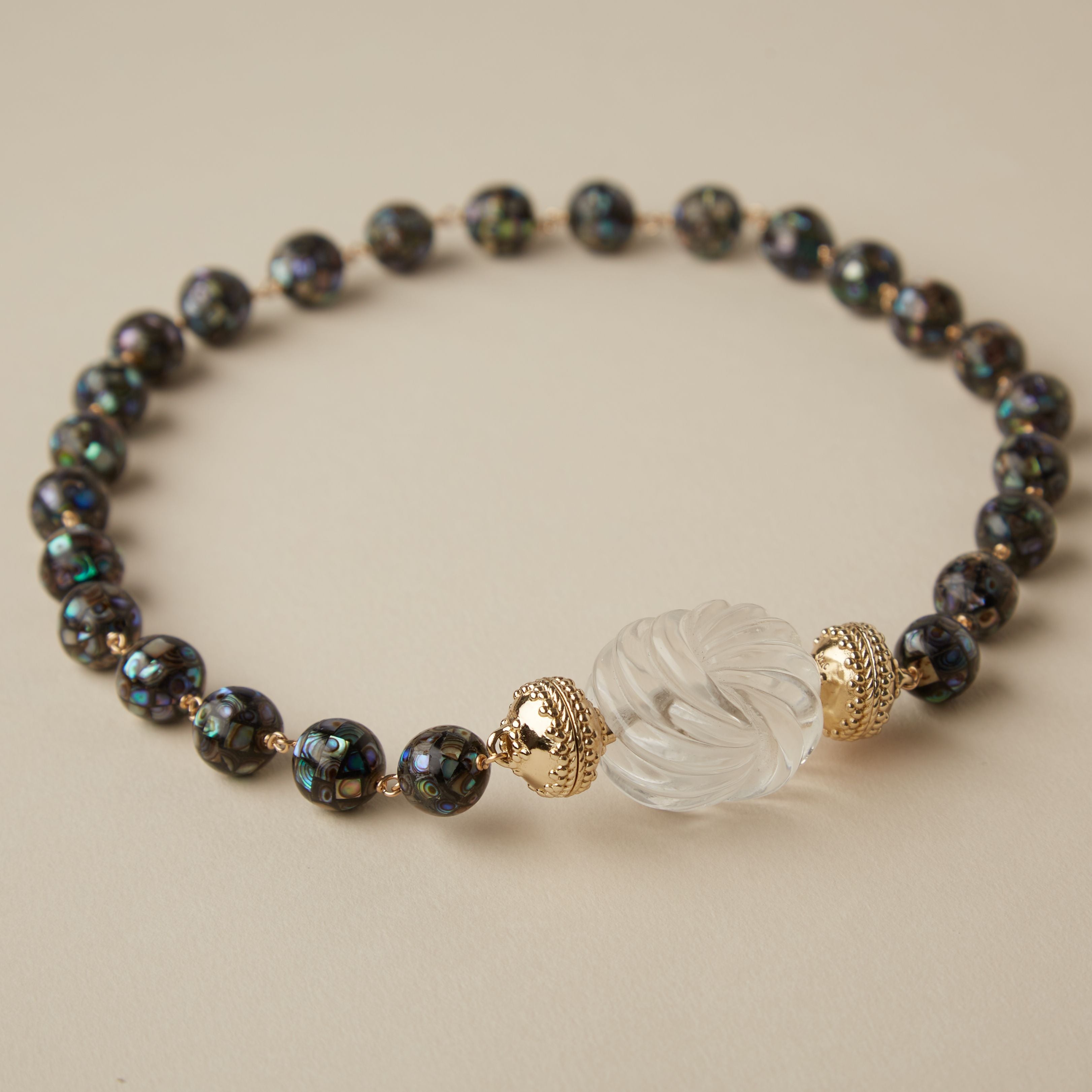 Caspian Victoire 12mm Gray Mother of Pearl Mosaic Necklace