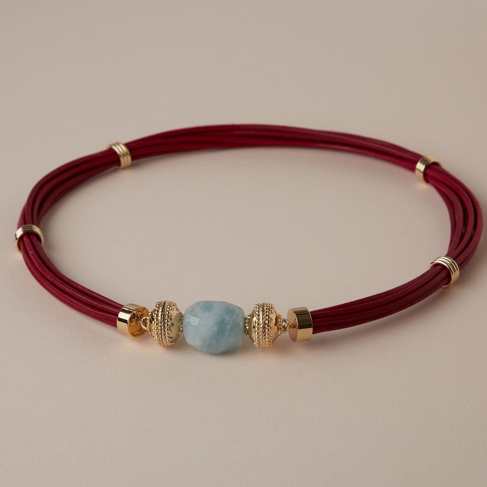 Aspen Leather Magenta Necklace