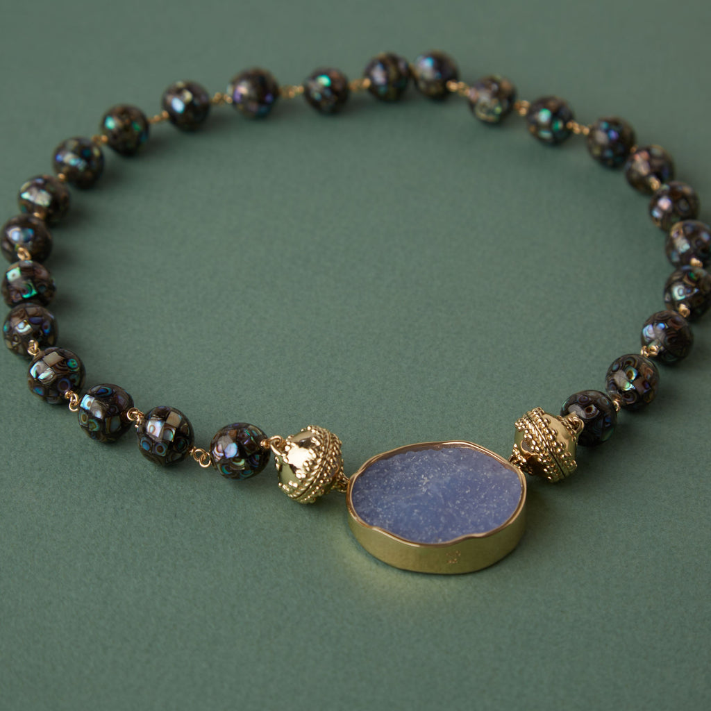Caspian Victoire 12mm Gray Mother of Pearl Mosaic Necklace