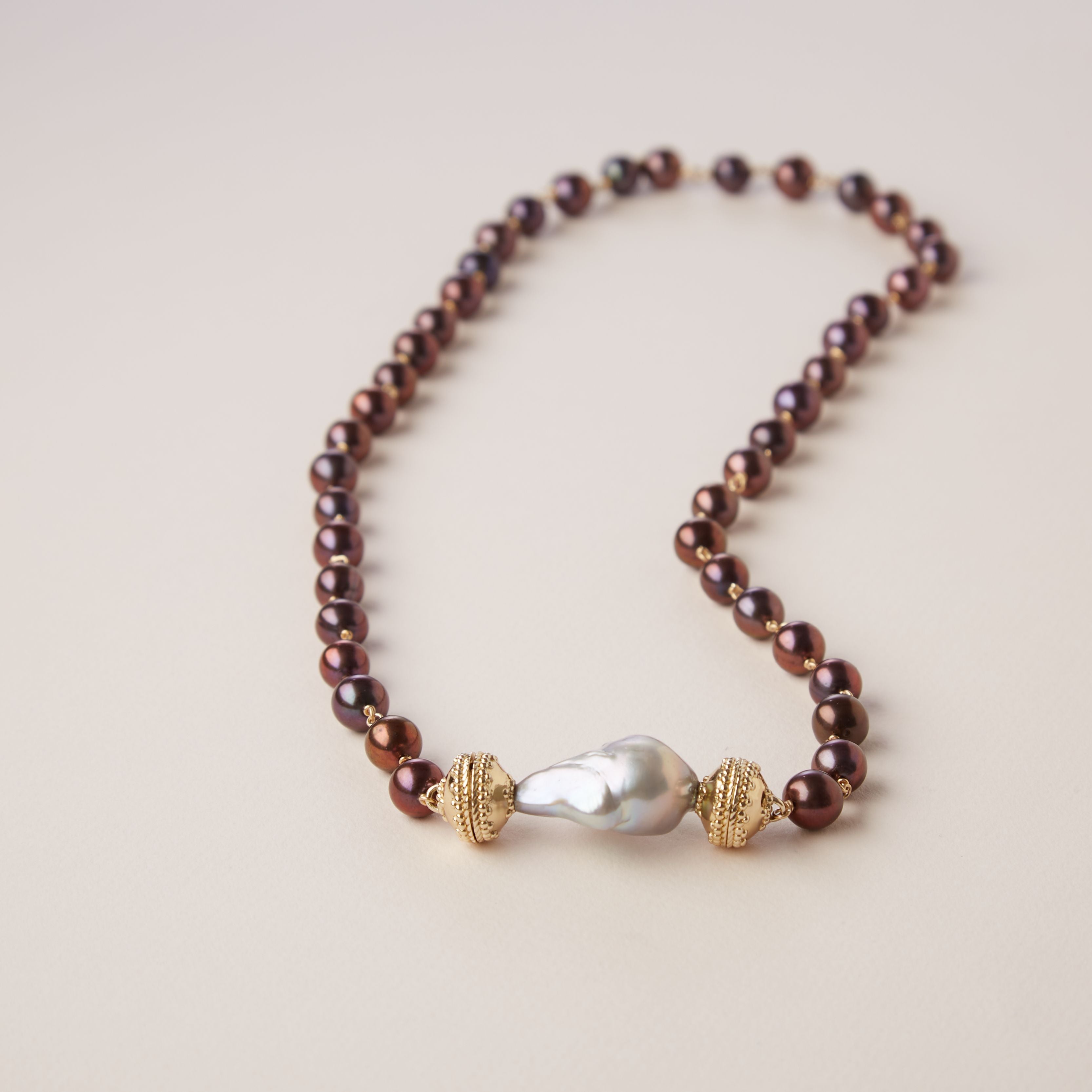 Caspian Purple Peacock Pearl Necklace