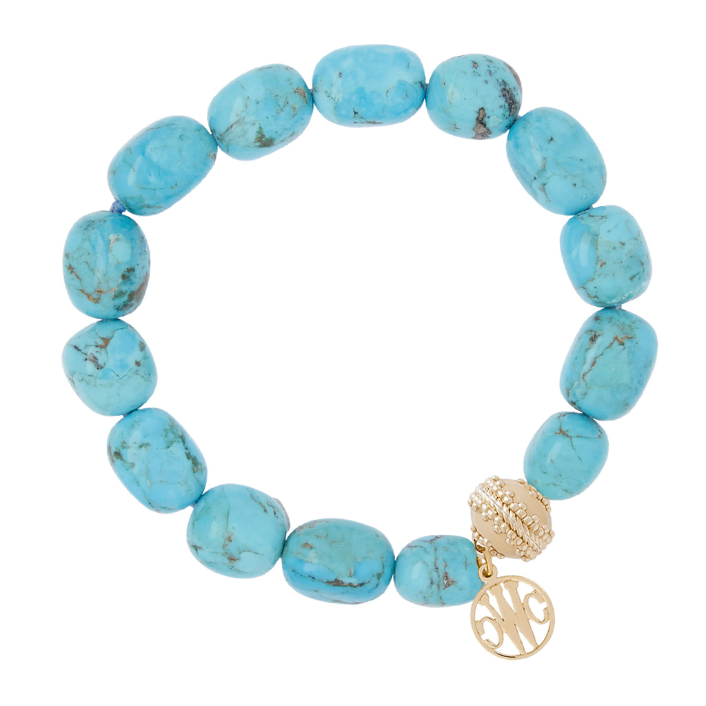 Turquoise Tumbled Nugget Stretch Bracelet