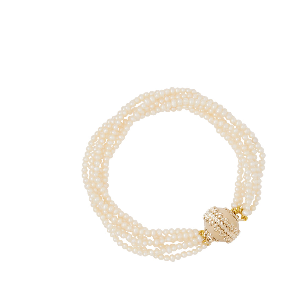 White Seed Pearl Multi-Strand Bracelet