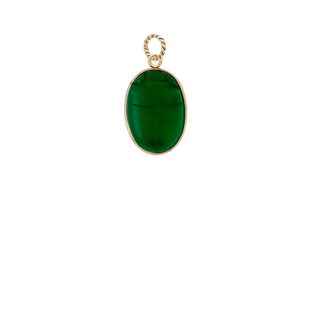18K Classic Scarab Green Italian Glass Charm