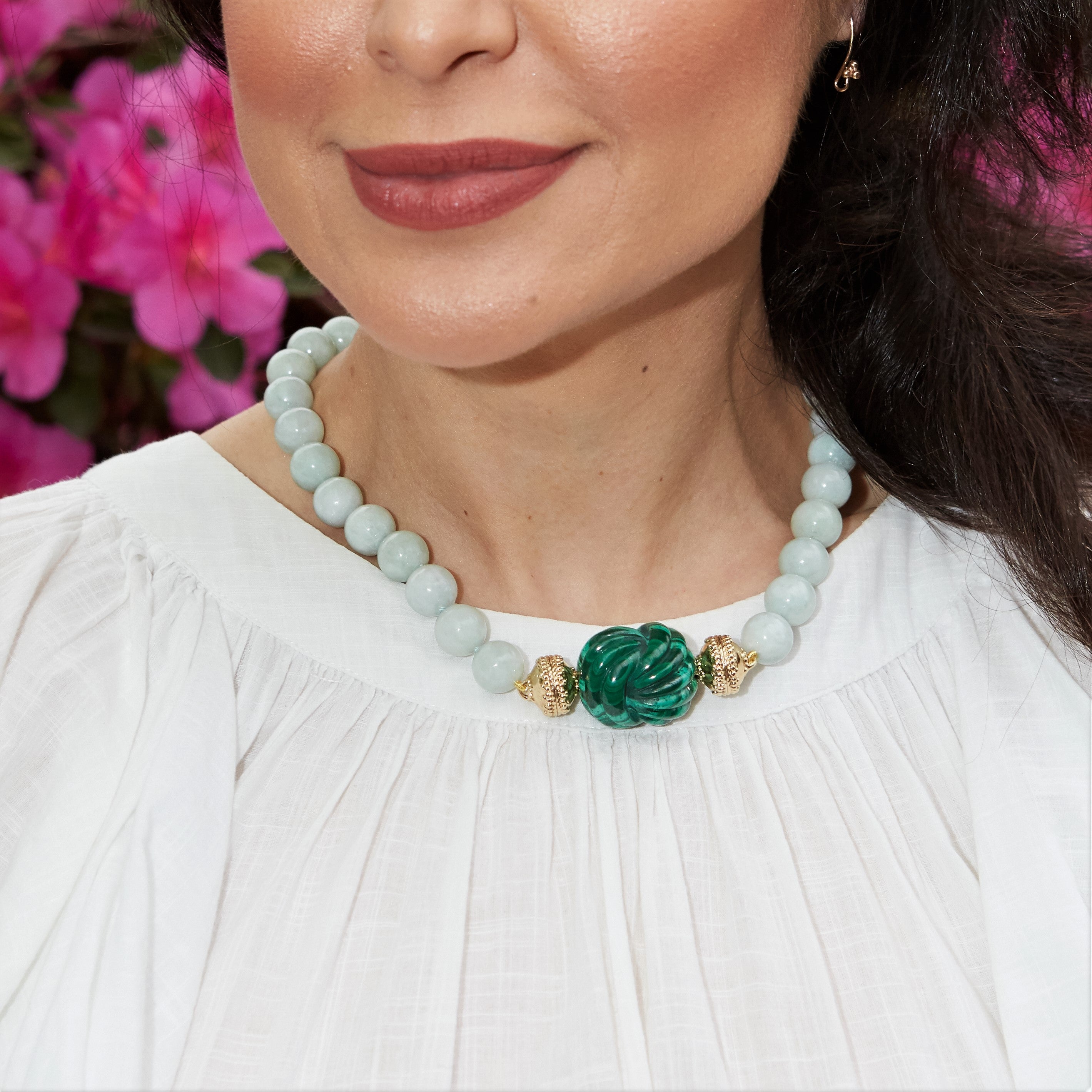 Victoire Burmese Celadon Jade 12mm Necklace
